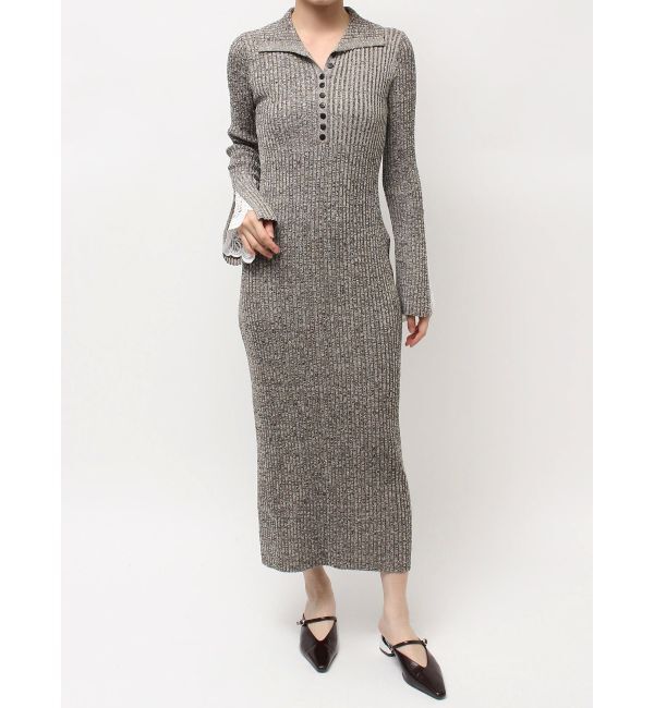 LAGUNAMOON「【WEB限定カラーあり】レーススリーブネップリブニットワンピース」|ワンピース|