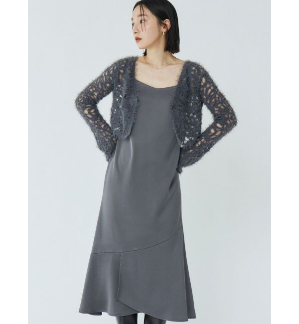 LAGUNAMOON「シャギーニットカーデセットキャミワンピース」|ワンピース|