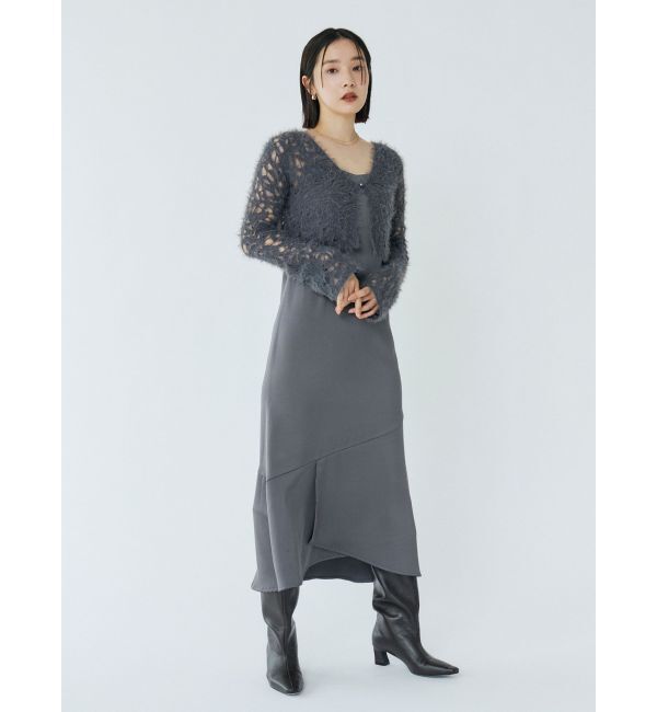 LAGUNAMOON「シャギーニットカーデセットキャミワンピース」|ワンピース|