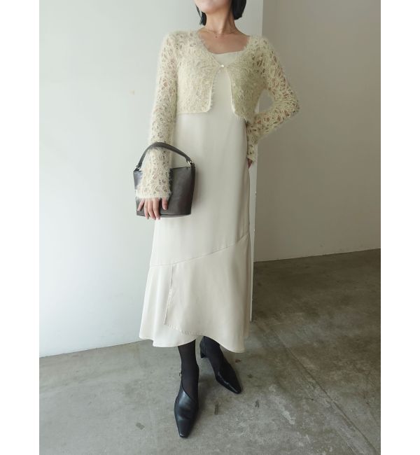 LAGUNAMOON「シャギーニットカーデセットキャミワンピース」|ワンピース|