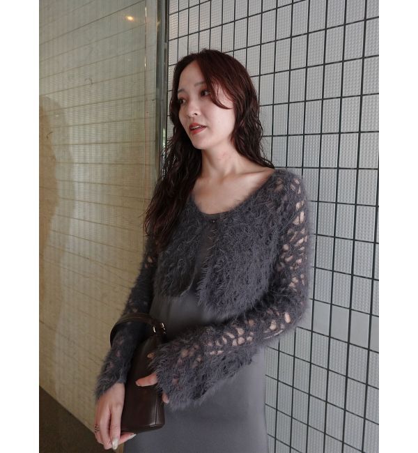 LAGUNAMOON「シャギーニットカーデセットキャミワンピース」|ワンピース|