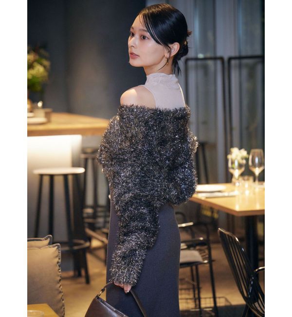 LAGUNAMOON「ラメフェザーカーデセットニットワンピース」|ワンピース|