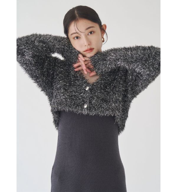 LAGUNAMOON「ラメフェザーカーデセットニットワンピース」|ワンピース|