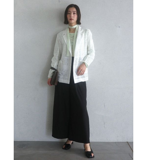 LAGUNAMOON「タイルパターンレースダブルジャケット」|テーラードジャケット|