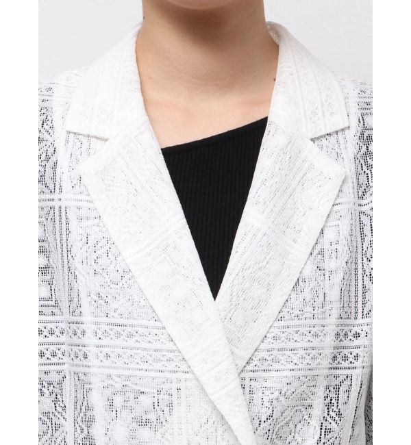 LAGUNAMOON「タイルパターンレースダブルジャケット」|テーラードジャケット|