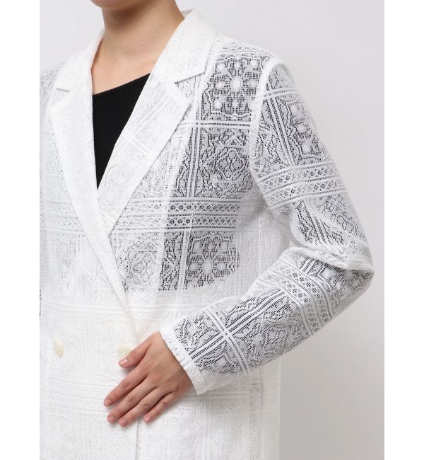 LAGUNAMOON「タイルパターンレースダブルジャケット」|テーラードジャケット|