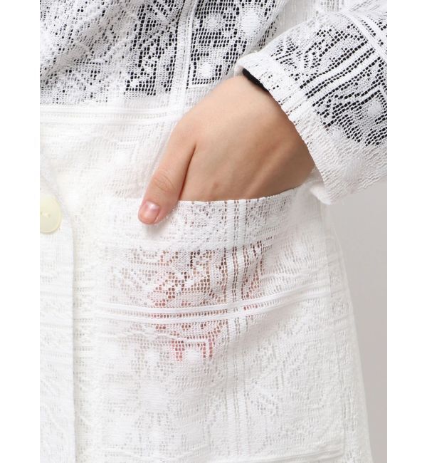 LAGUNAMOON「タイルパターンレースダブルジャケット」|テーラードジャケット|