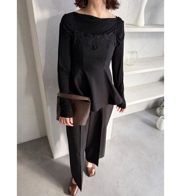 LAGUNAMOON「レースネックペプラムキャミソール」|キャミソール|