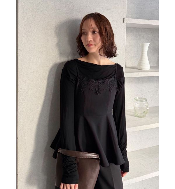 LAGUNAMOON「レースネックペプラムキャミソール」|キャミソール|