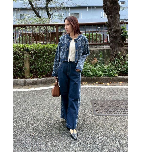 LAGUNAMOON「ハイウエストラインディティールデニムパンツ」|デニム|