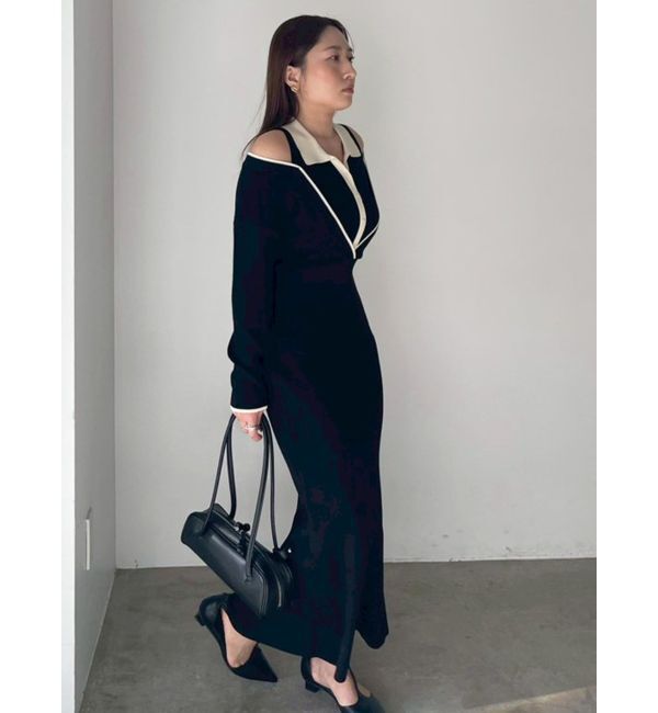 LAGUNAMOON「ラインディティールナローニットワンピース」|ワンピース|