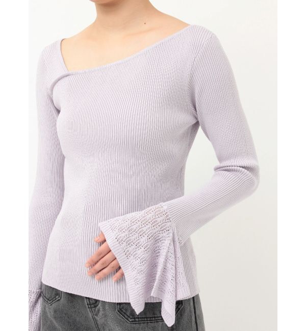 LAGUNAMOON「シアーパターンカフスリブニットプルオーバー」|ニット・セーター|