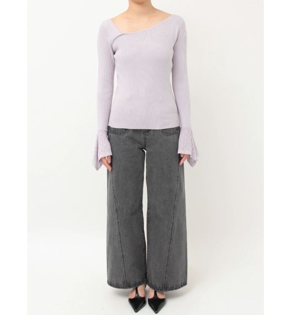 LAGUNAMOON「シアーパターンカフスリブニットプルオーバー」|ニット・セーター|