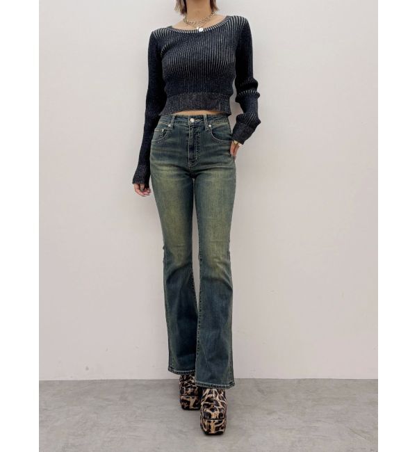 EVRIS「ヴィンテージライクストレッチフレアデニムパンツ」|デニム|