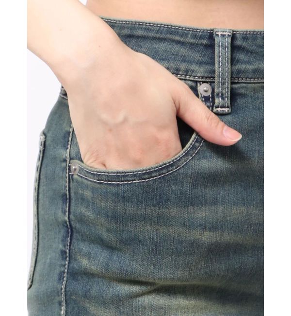 EVRIS「ヴィンテージライクストレッチフレアデニムパンツ」|デニム|