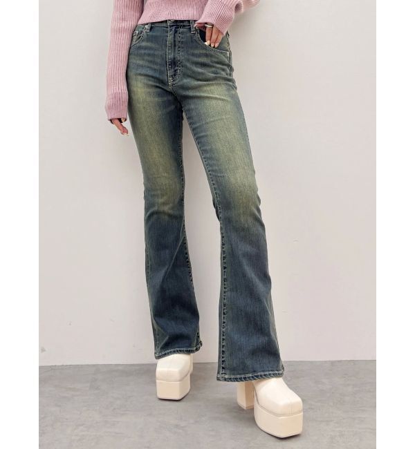 EVRIS「ヴィンテージライクストレッチフレアデニムパンツ」|デニム|