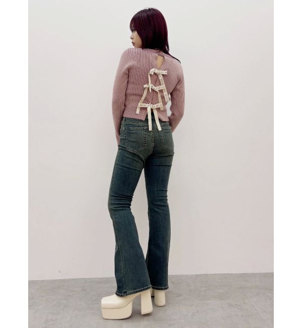 EVRIS「ヴィンテージライクストレッチフレアデニムパンツ」|デニム|