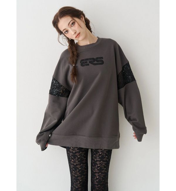 EVRIS「レースEmbroideryスウェットトップス」|スウェット・ジャージ|