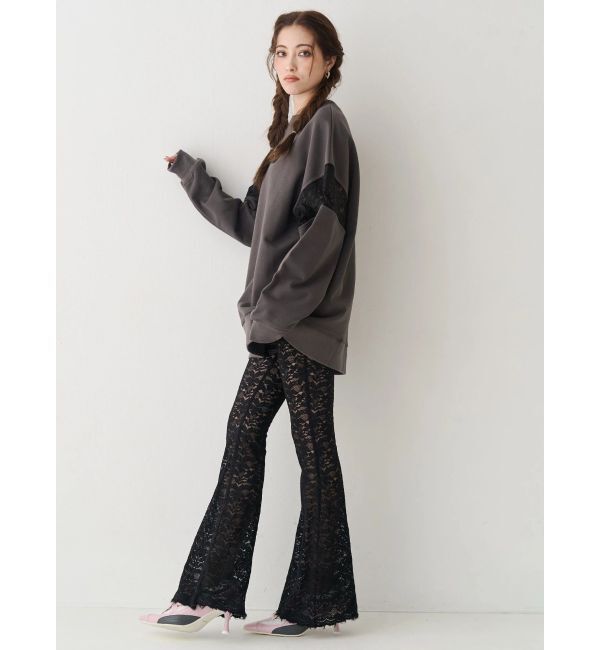 EVRIS「レースEmbroideryスウェットトップス」|スウェット・ジャージ|