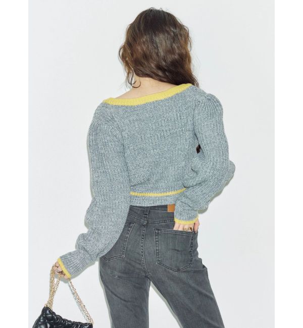 EVRIS「メランジバイカラーショートニットトップス」|ニット・セーター|