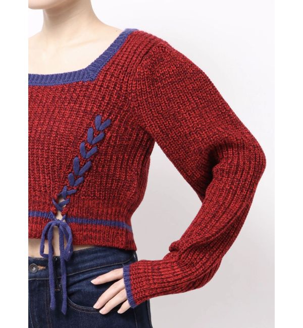 EVRIS「メランジバイカラーショートニットトップス」|ニット・セーター|