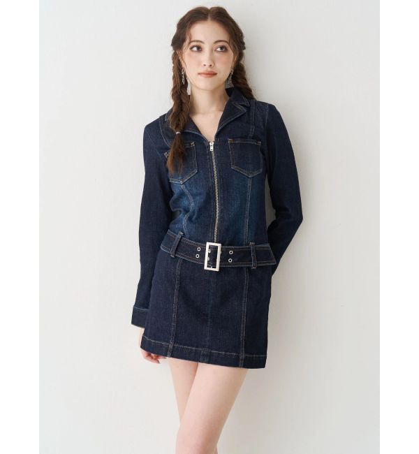 EVRIS「ストレッチデニムシャツミニワンピース」|ワンピース|