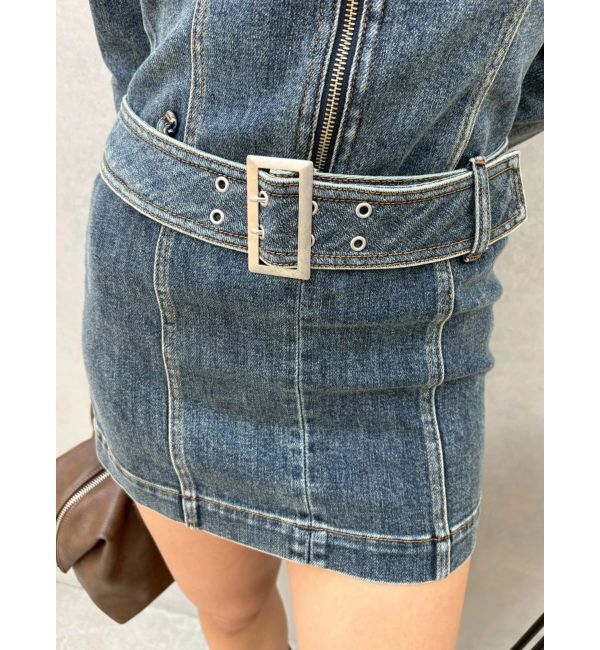 EVRIS「ストレッチデニムシャツミニワンピース」|ワンピース|