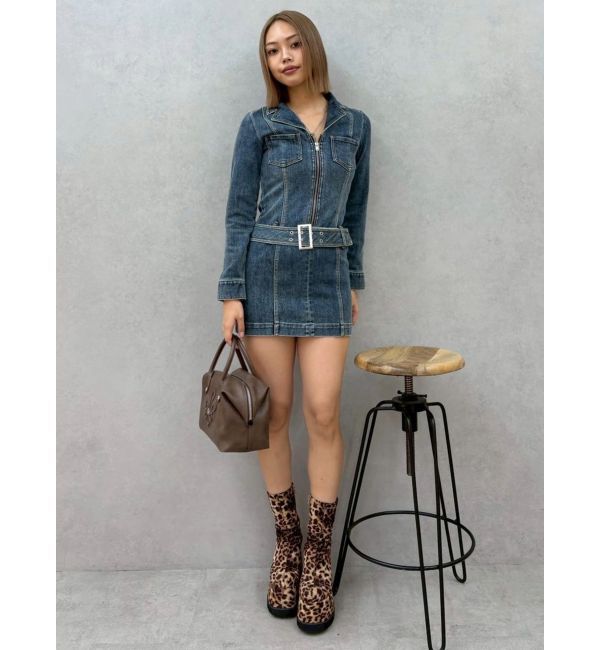 EVRIS「ストレッチデニムシャツミニワンピース」|ワンピース|