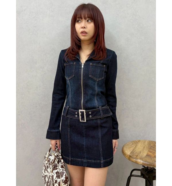 EVRIS「ストレッチデニムシャツミニワンピース」|ワンピース|