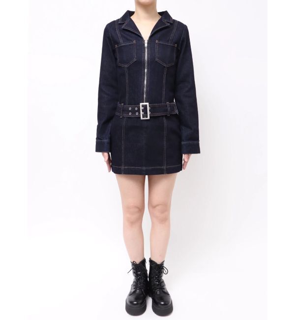 EVRIS「ストレッチデニムシャツミニワンピース」|ワンピース|