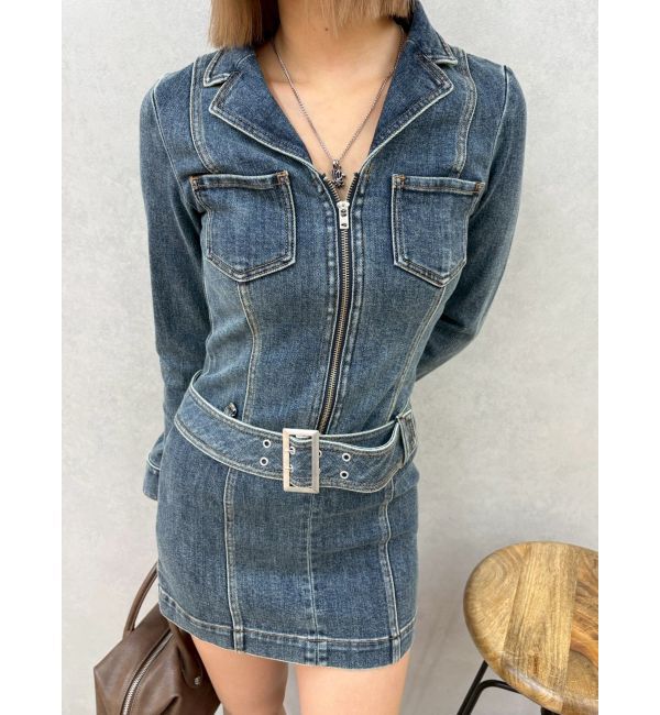 EVRIS「ストレッチデニムシャツミニワンピース」|ワンピース|