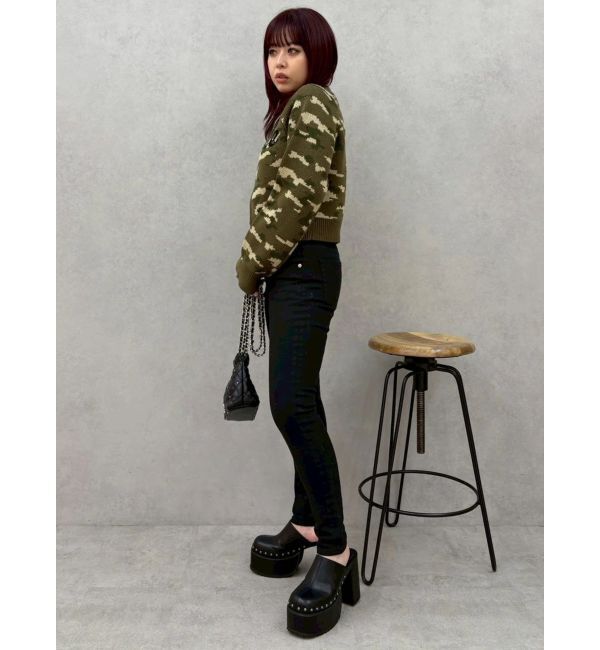 EVRIS「ワイドベルトハイウエストスキニーデニムパンツ」|デニム|