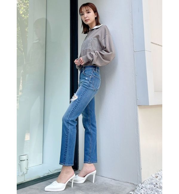 GYDA「M/Wダメージストレートデニムパンツ」|デニム|