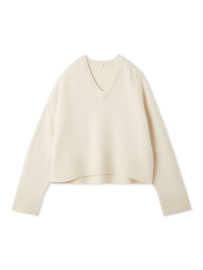 Mila Owen「ウールカシミヤ衿付きVネックニット」|ニット・セーター|