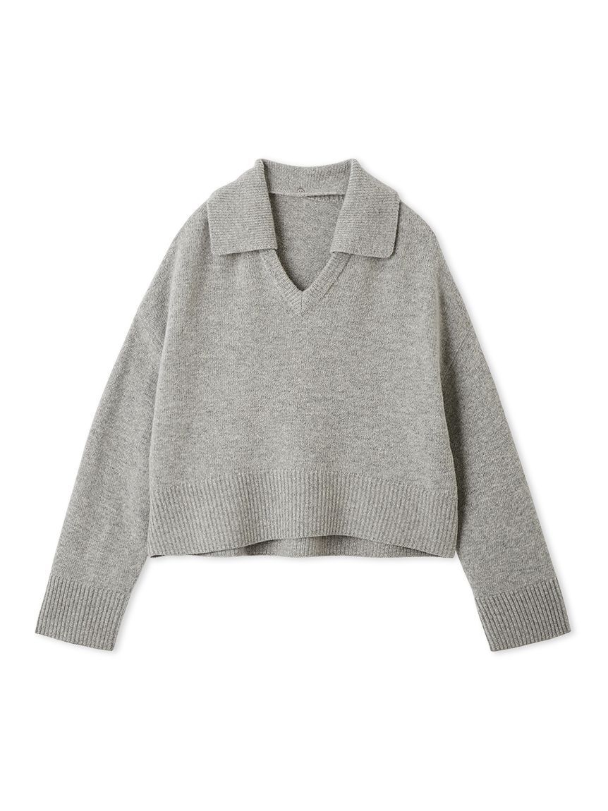 Mila Owen「ウールカシミヤ衿付きVネックニット」|ニット・セーター|