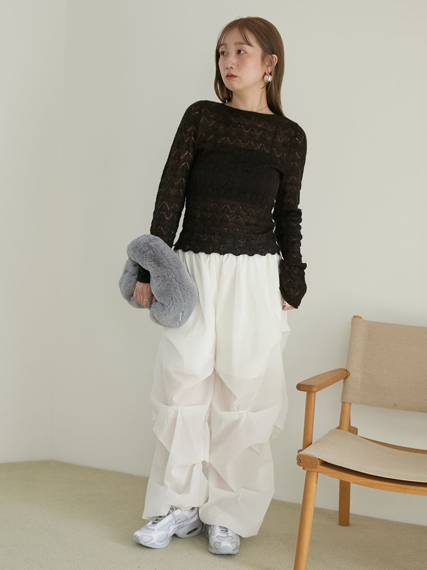 emmi atelier「ランダムタックナイロンワークパンツ」|チノ|