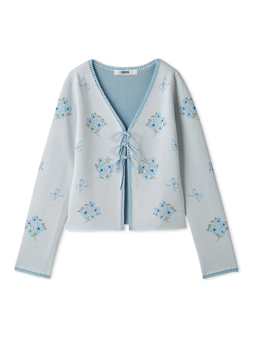 FURFUR「フラワーリボンジャガードカーディガン」|カーディガン|