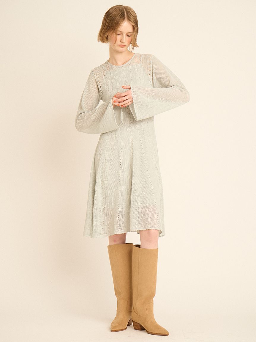 FURFUR「透かし編みニットワンピース」|ワンピース|