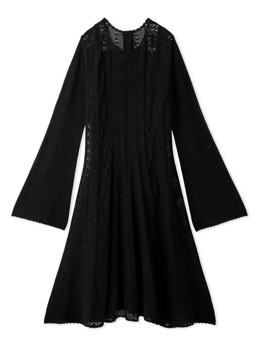 FURFUR「透かし編みニットワンピース」|ワンピース|BLK
