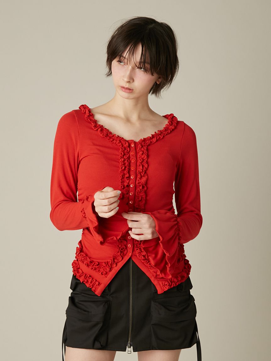 FURFUR「【WEB限定カラー】フリルカーディガン」|カーディガン|