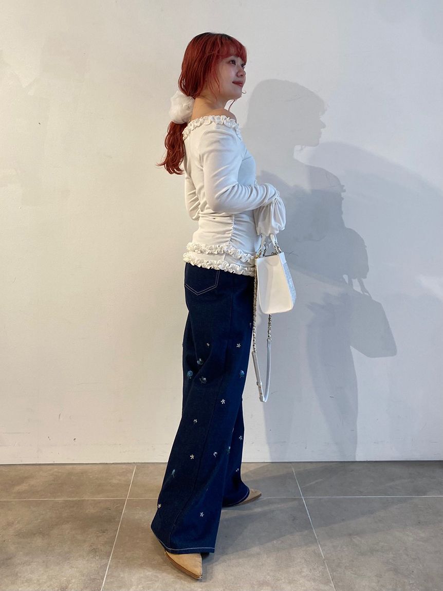 FURFUR「ビーズ刺繍デニムパンツ」|デニム|