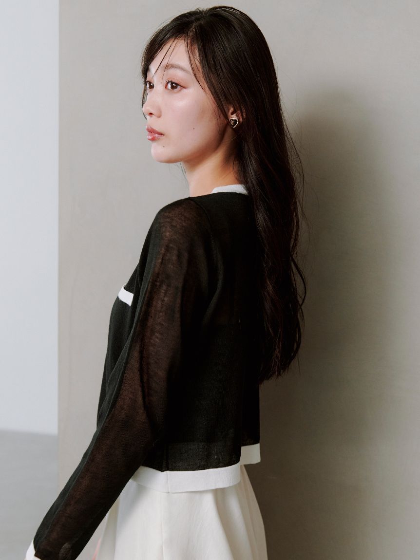 SNIDEL「Sustainableメタルボタンシアーカーディガン」|ニット・セーター|