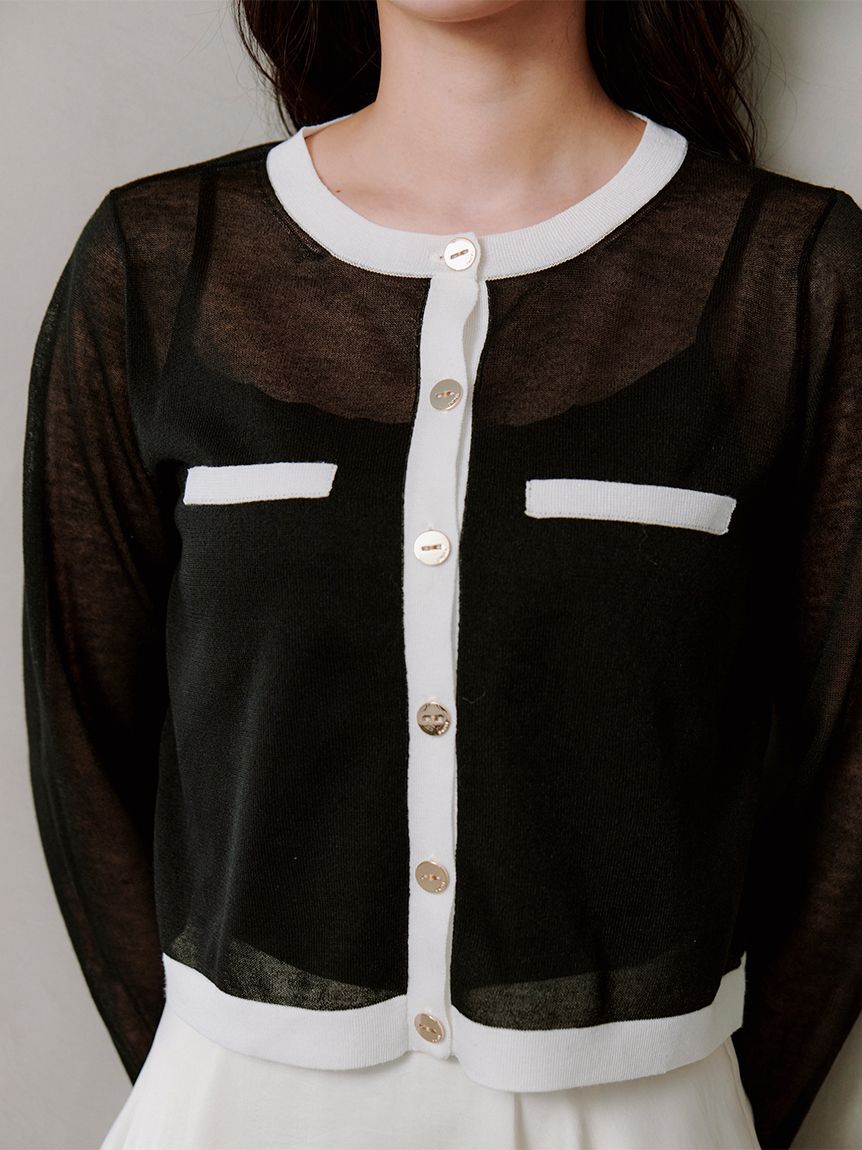 SNIDEL「Sustainableメタルボタンシアーカーディガン」|ニット・セーター|