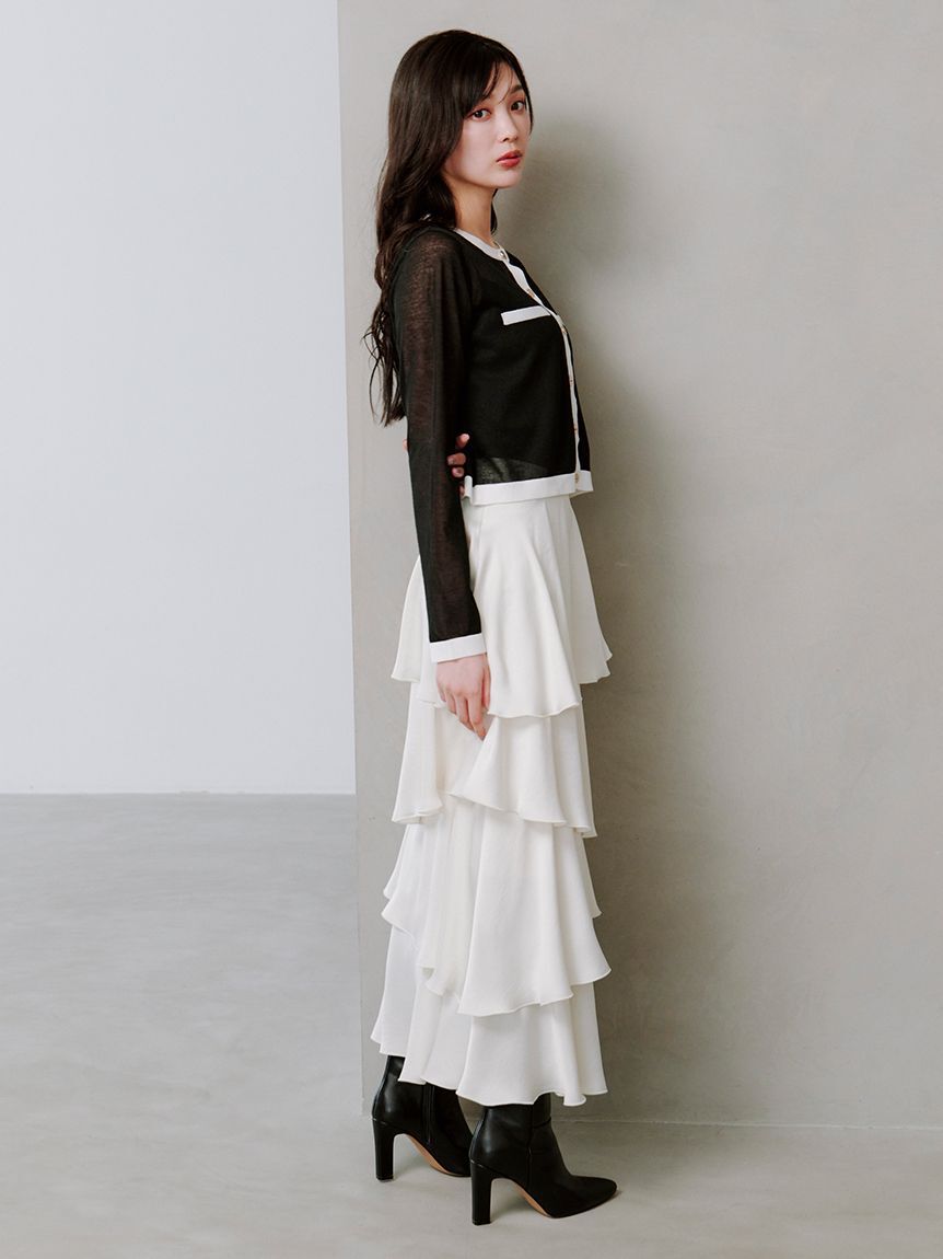 SNIDEL「Sustainableメタルボタンシアーカーディガン」|ニット・セーター|