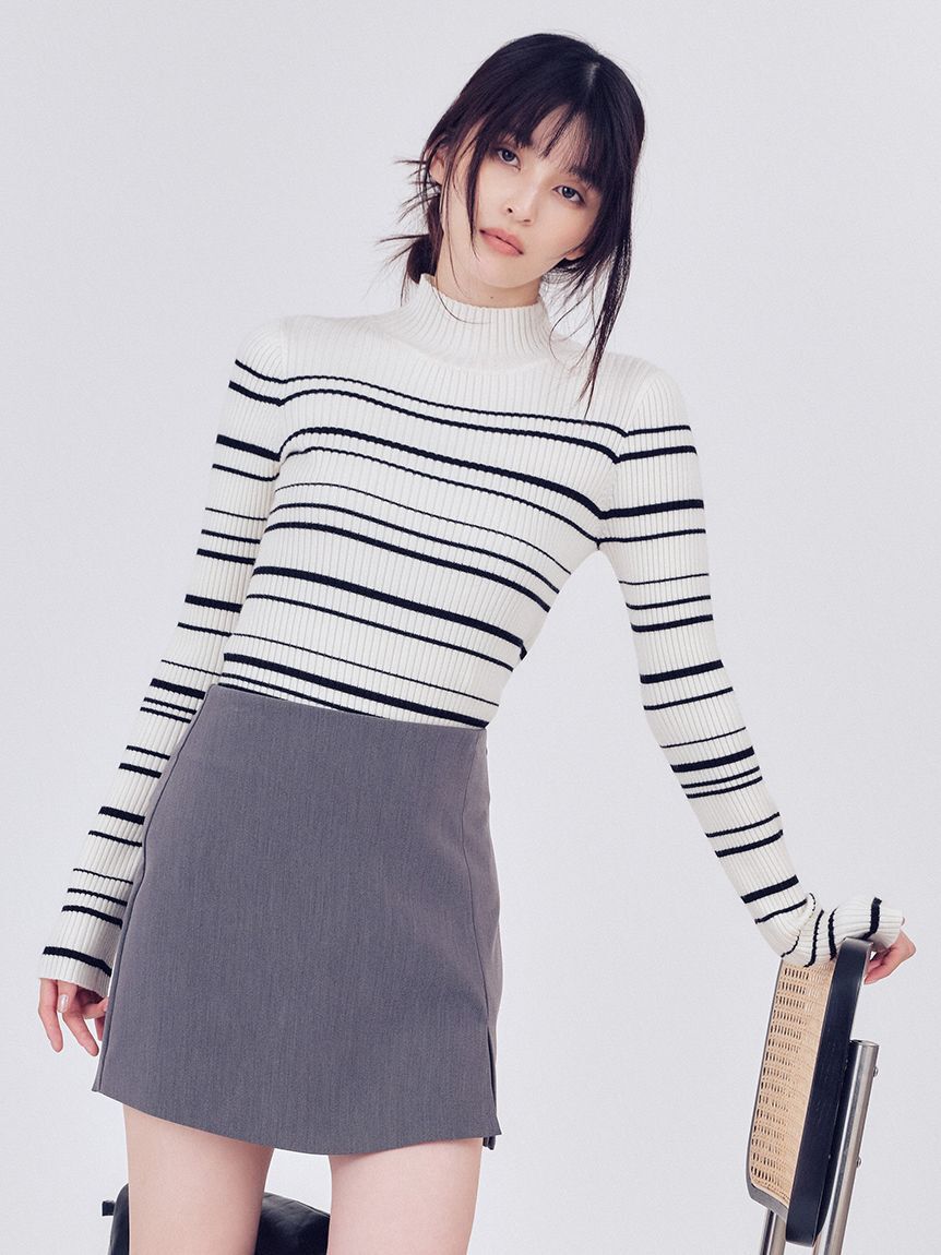 FRAY I.D「ウールシルクリブニットハイネックプルオーバー」|ニット・セーター|