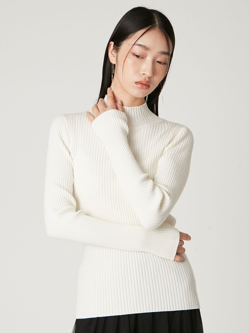 FRAY I.D「ウールシルクリブニットハイネックプルオーバー」|ニット・セーター|