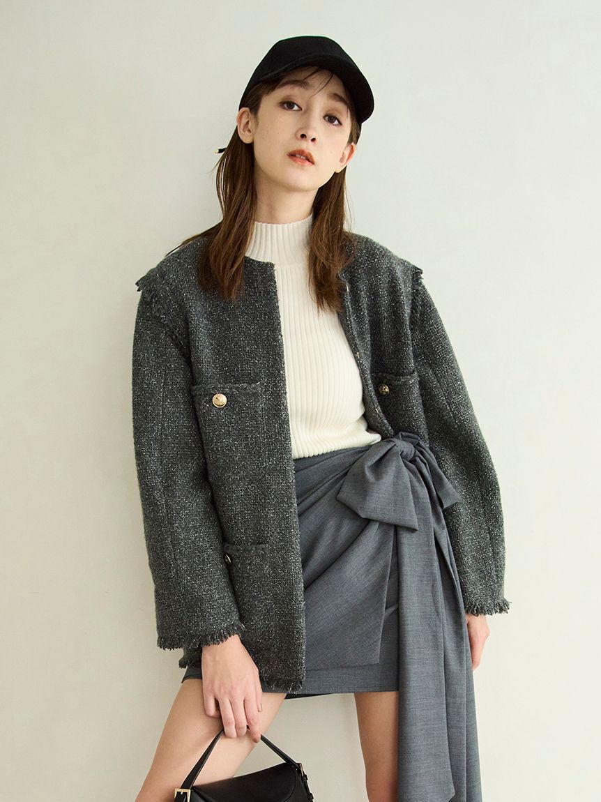 FRAY I.D「ウールシルクリブニットハイネックプルオーバー」|ニット・セーター|