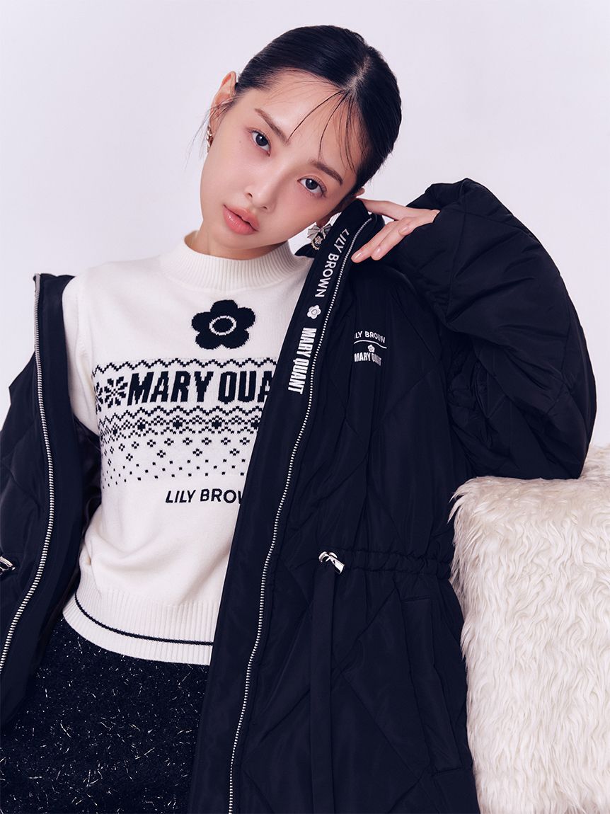 LILY BROWN「【LILY BROWN&times;MARY QUANT】デイジーチャーム付きクラシカルキルティングコート」|その他|BLK