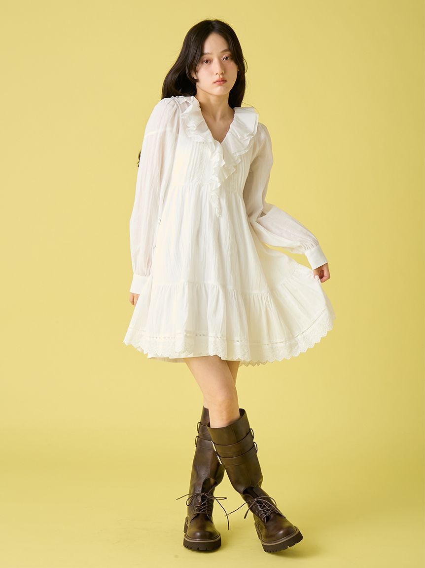 LILY BROWN「コットンレースミニワンピース」|ワンピース|