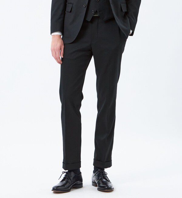 MACKINTOSH PHILOSOPHY「【2026年春夏モデル】トロッター トラウザーズ#000（ナンバーゼロ）バーズアイストレッチ リサイクル」|スラックス|ブラック